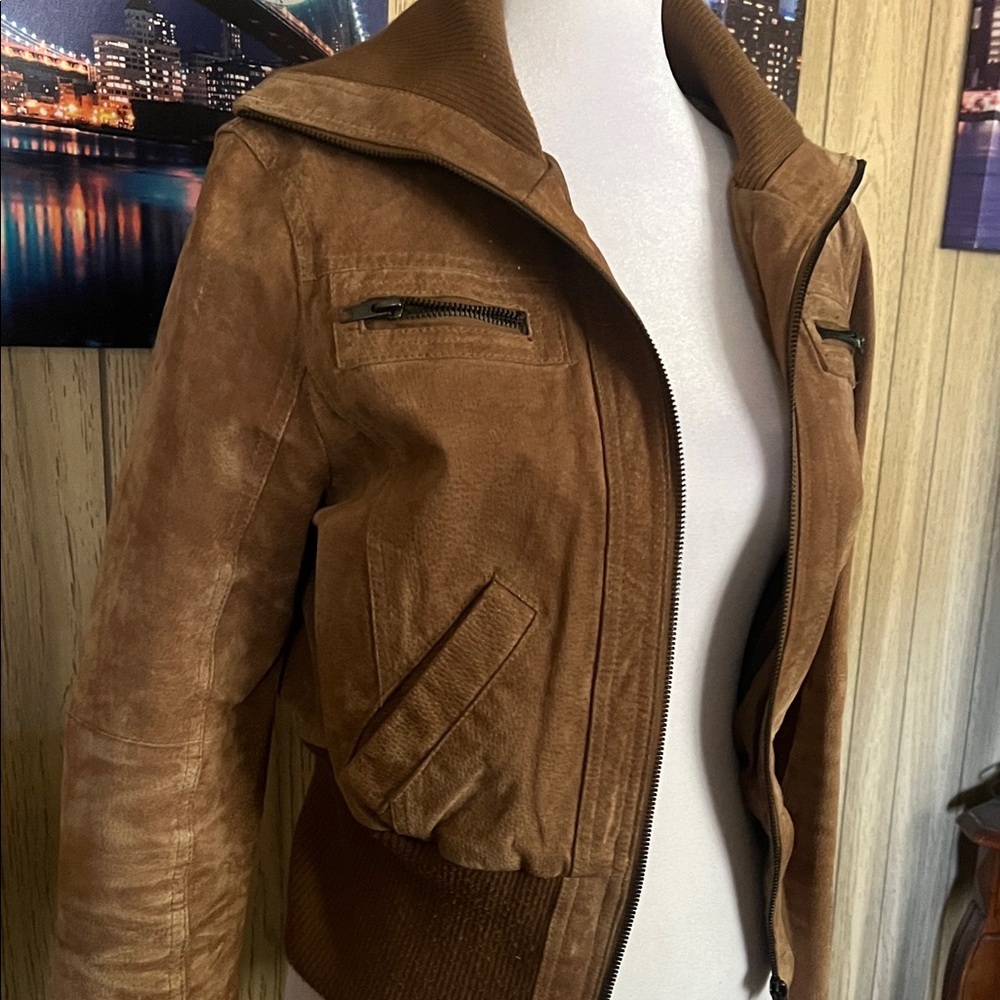 Brown Suede Women's Jacket - Picture 6 of 17